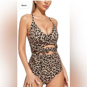 Ewedoos Swimsuit Leopard Print One Piece Tummy Control Slimming NWT